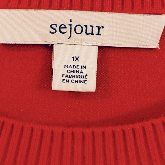 SEJOUR Red Crewneck Sweater Size 1X - Picture 3 of 4